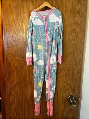 Little Sleepies Blue Cloud & Pink Trim Footed Pajama